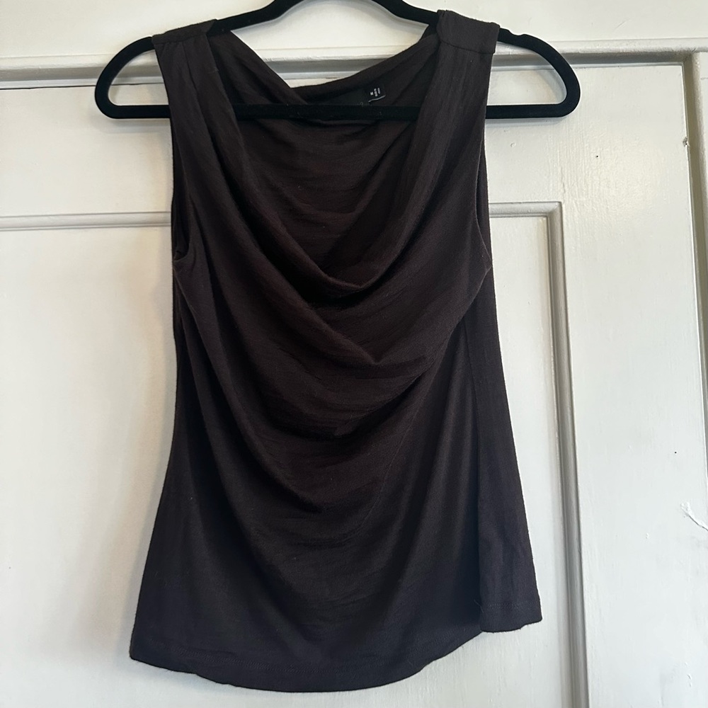 Y2K chocolate brown cowl neck tank